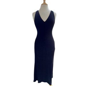 Free people sweet as honey slip dress black ribbed sweater size S